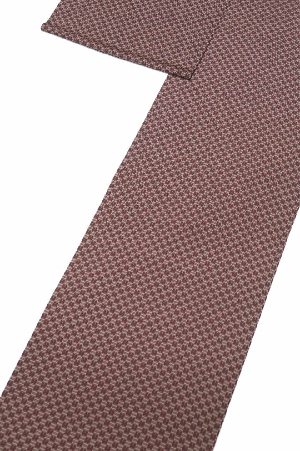 創作小紋（京友禅：深緋（こきあけ：紫味の暗い赤）：鰻つなぎ「山東京傳」（小紋雅話））