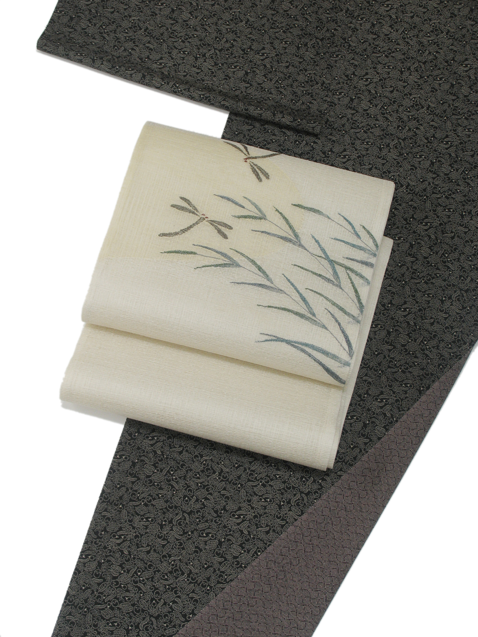 北斎小紋（両面染め：黒：葛飾北斎：一藤二鷹三茄と流万字）