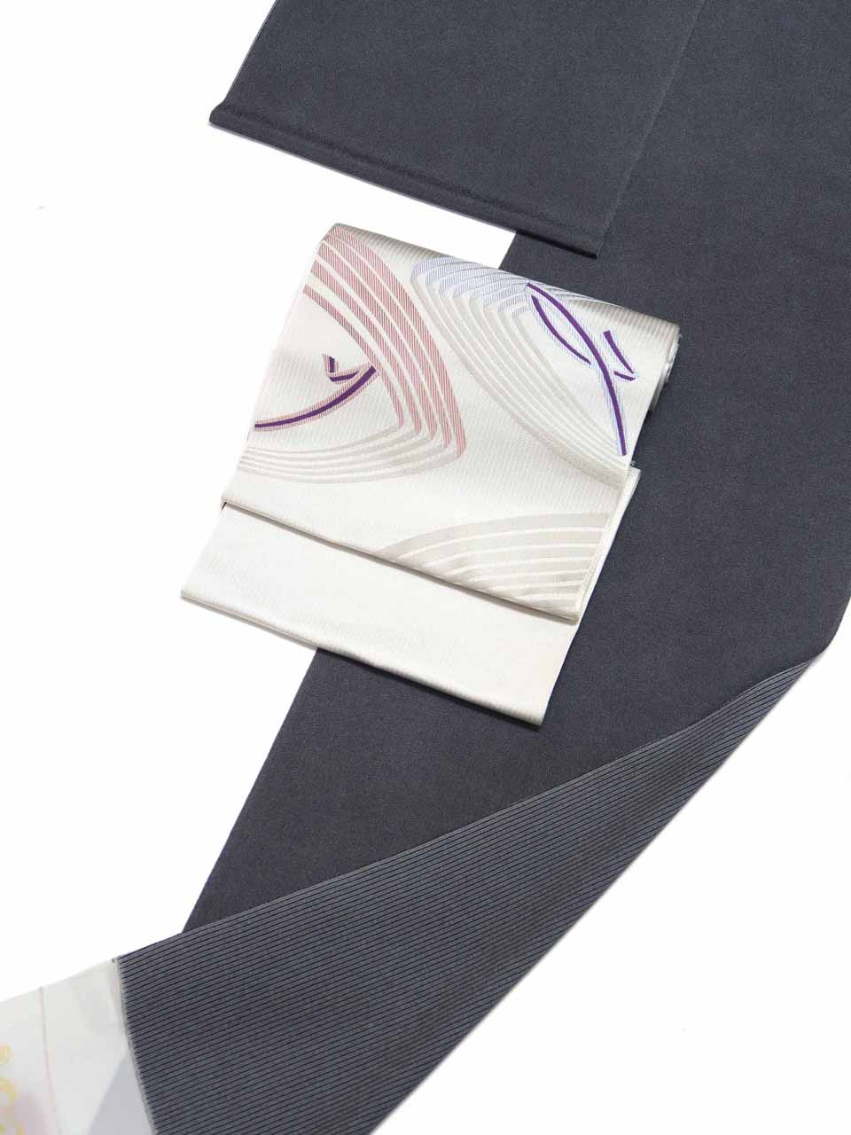 江戸小紋（両面染め。正絹Washable：墨黒：鮫と子持ち縞）