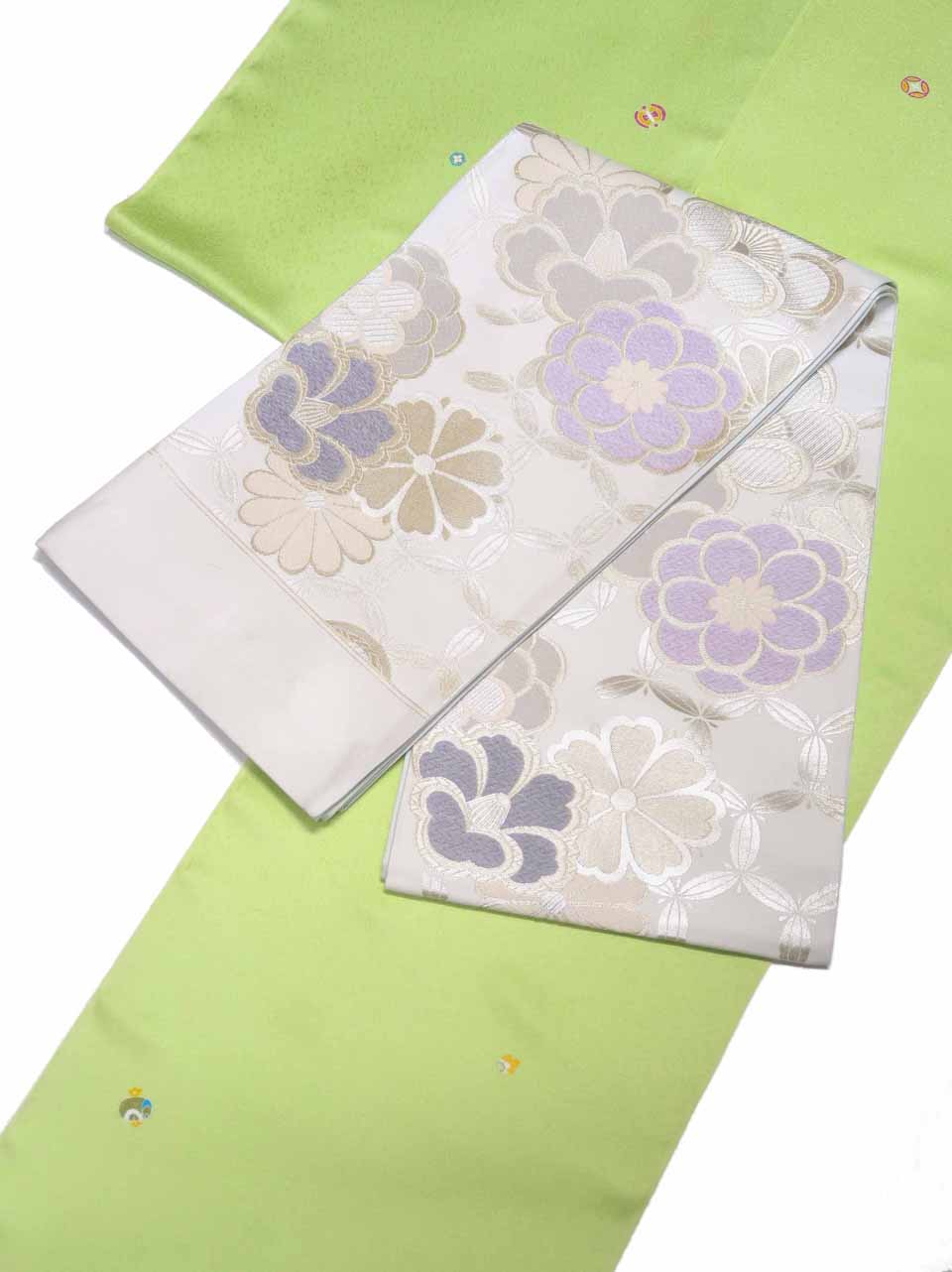 ジュニア小紋（京友禅：若芽色：宝尽くし）