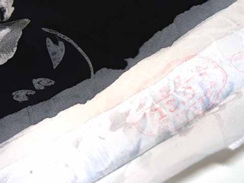 紋意匠縮緬（絹100% 39cm×13.2m）の生地・検印