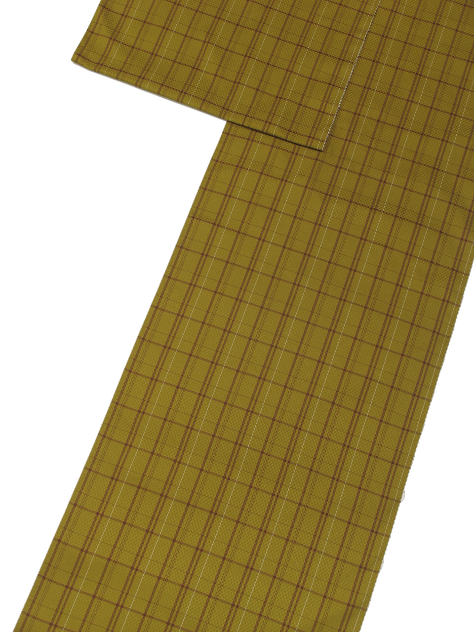 米沢紬（黄八丈：金茶：格子）