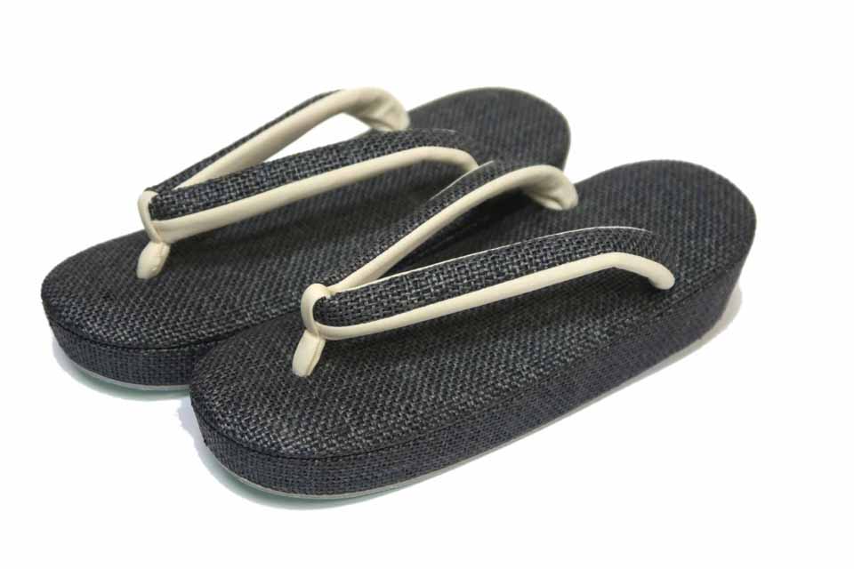 夏用草履（パナマ柄）Mサイズ（幅7.5cm 長:23cm 高4.5 重150g/片方）日本製（表ナイロン 裏レーヨン 芯EPS 底牛皮）