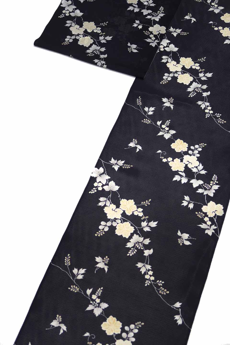 絽小紋（京友禅：淡紫鼠：葡萄唐草）