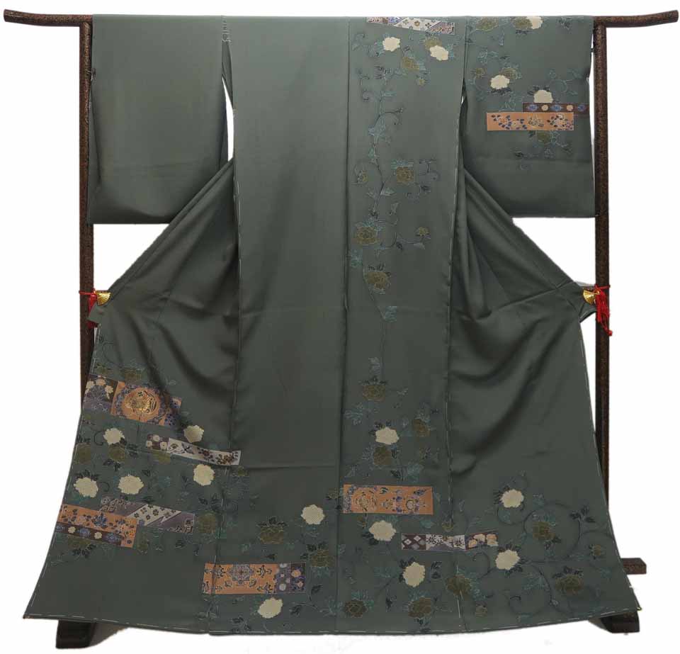 訪問着（京友禅：青丹：唐草鳳凰文）