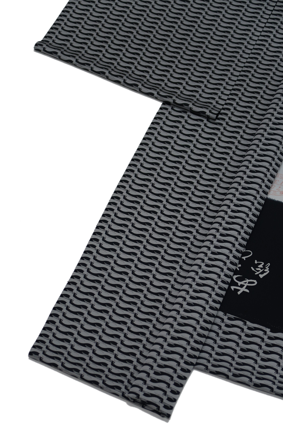 創作小紋（トリックアート：黒と銀鼠：向い猫）