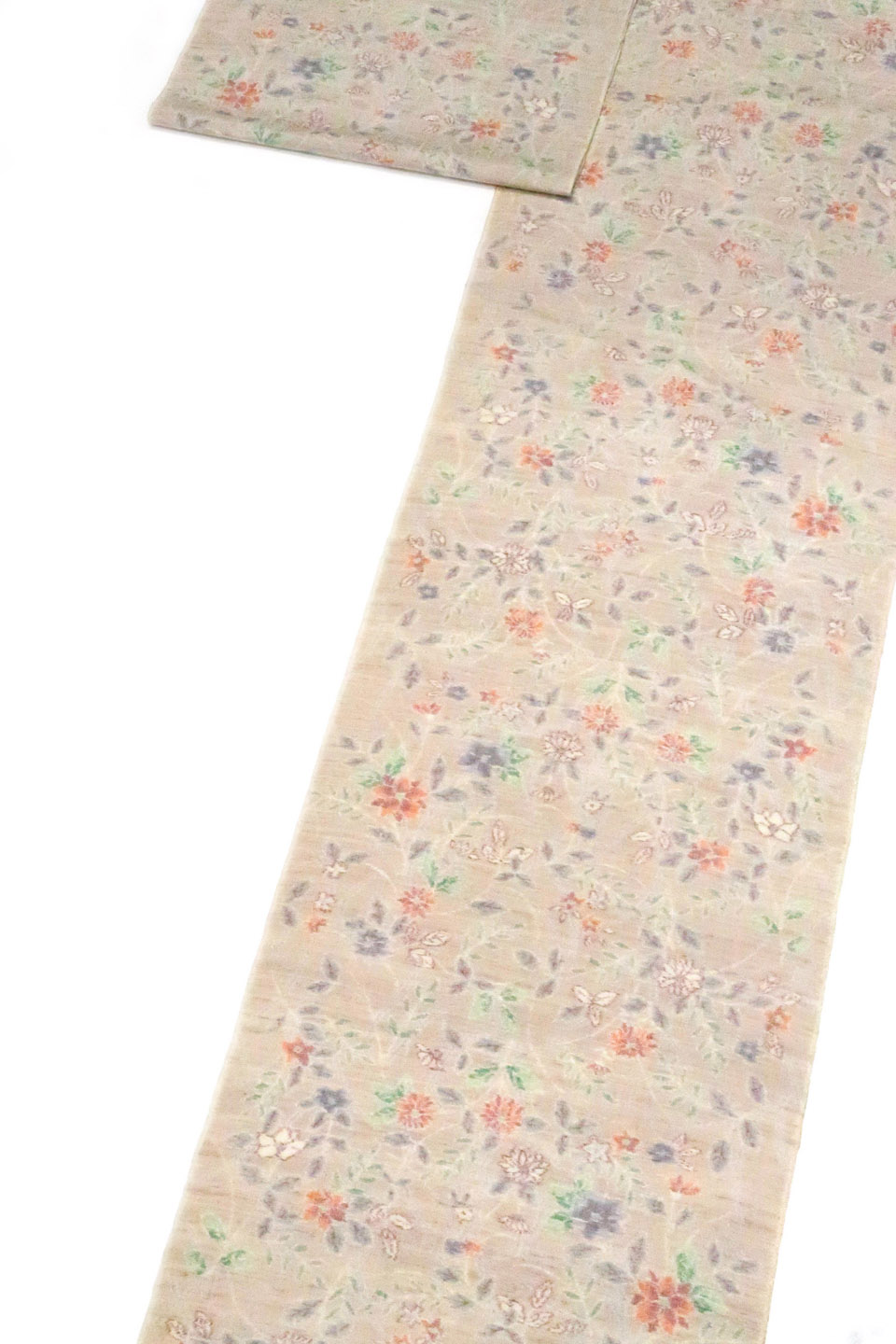 小千谷紬（真綿紬：灰桜：草花文）