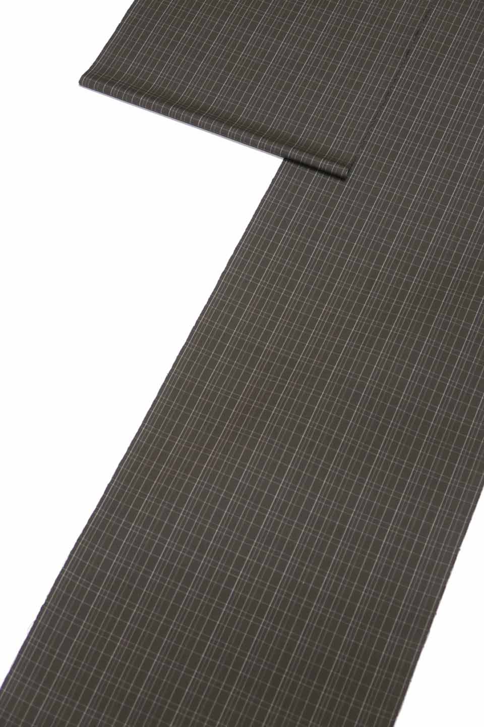 紬（西陣織（男女兼用）：深緑鼠：乱格子）