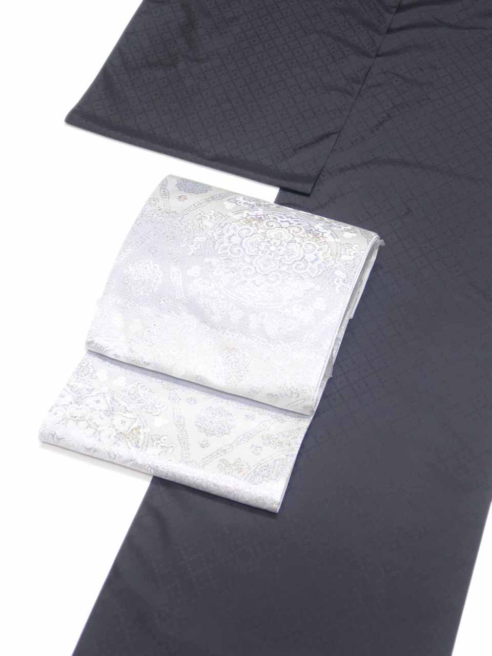 大島花織（本場大島：艶黒：花織文様）