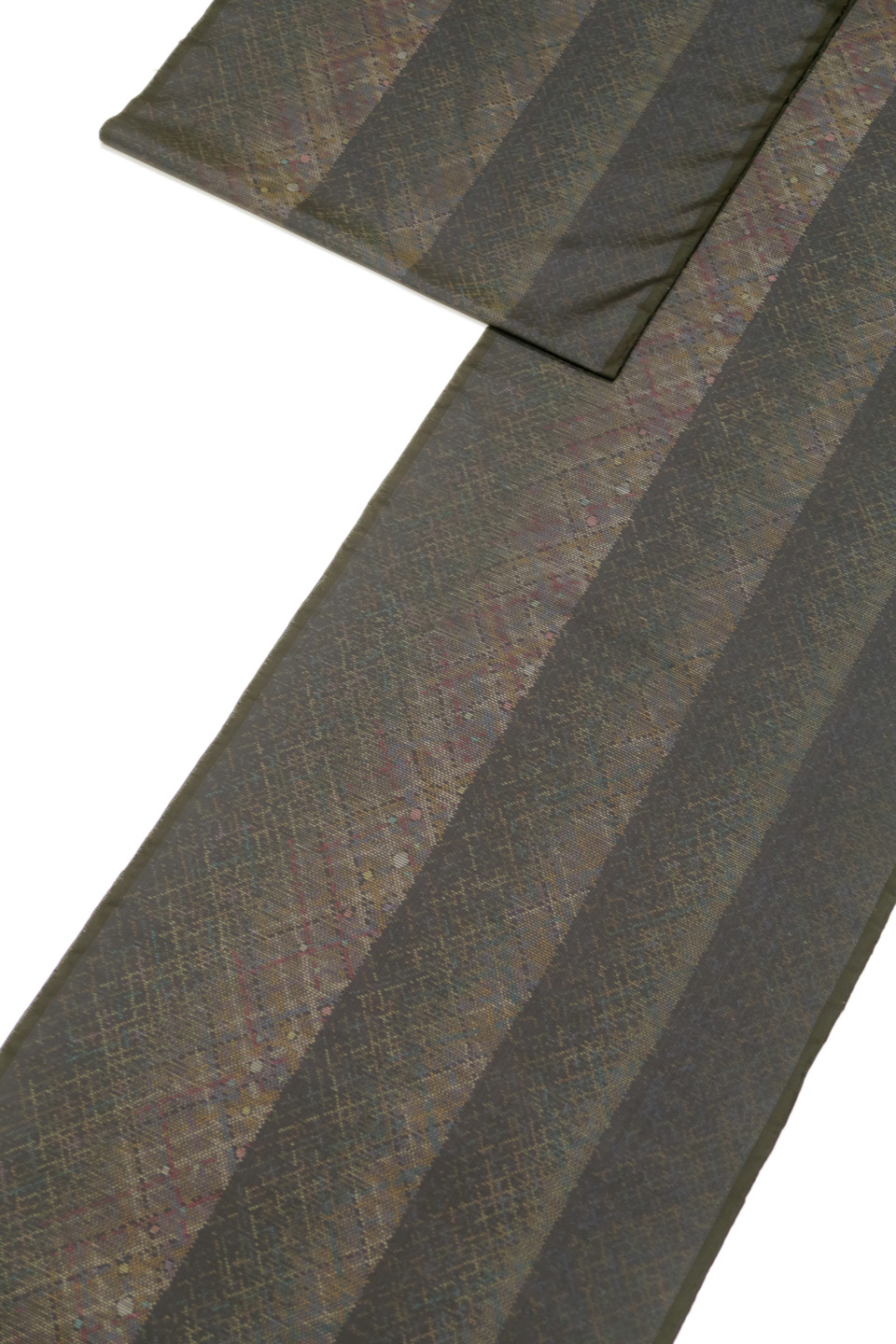 大島（藍泥染め：藍泥：鰹縞に幾何学文様）