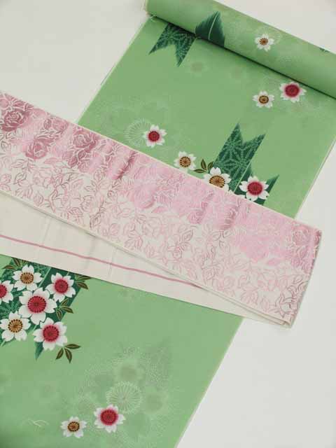 浴衣（矢絣。桜）に合わせる帯