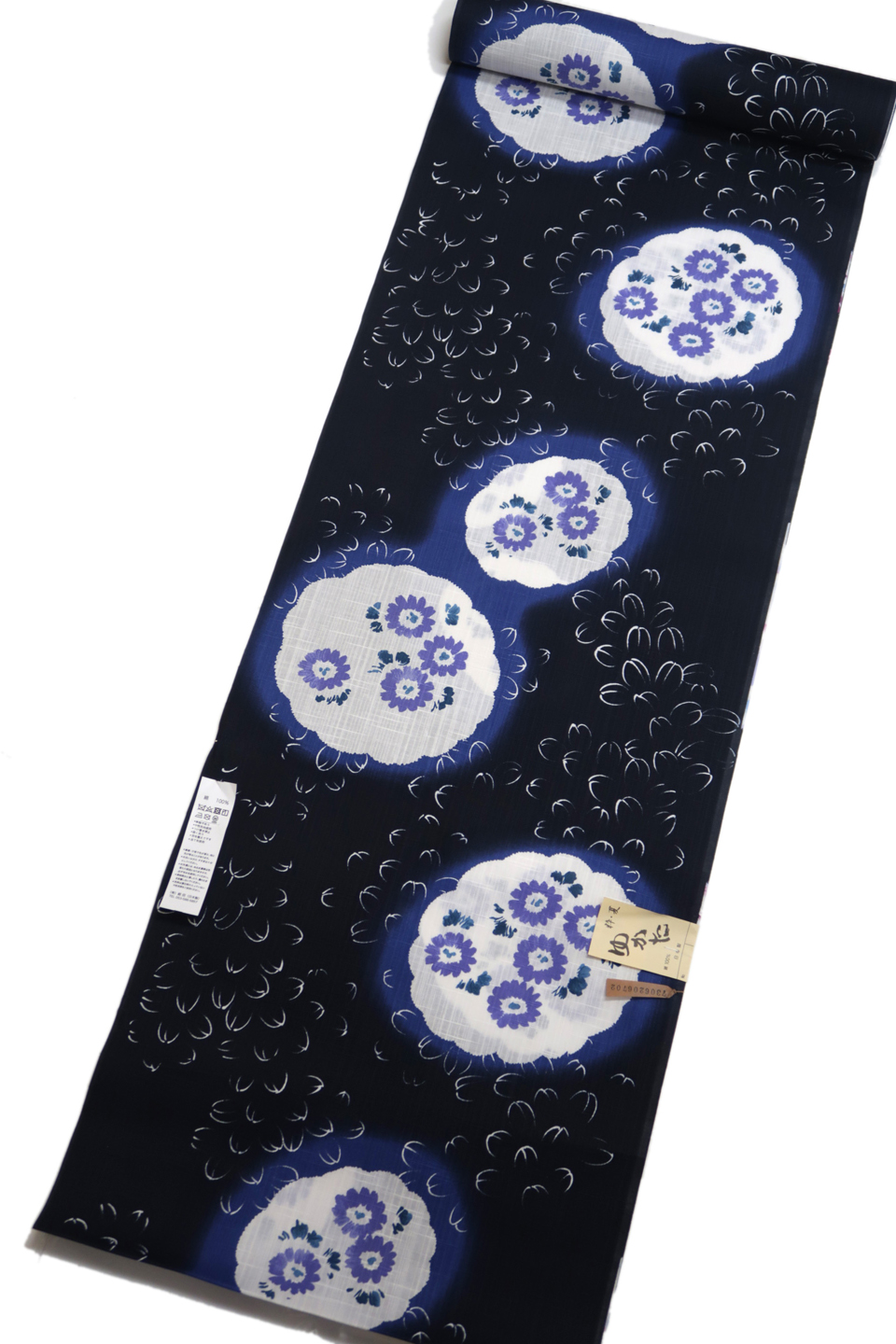 浴衣（染め浴衣：濃い紺地：雛菊）