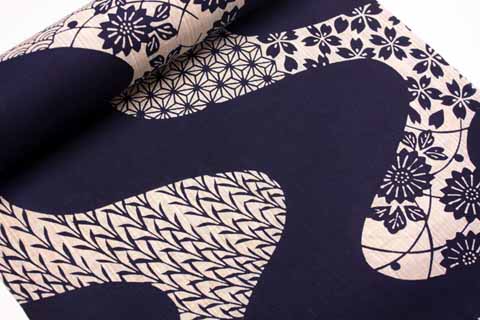 浴衣（流水）の生地の拡大図