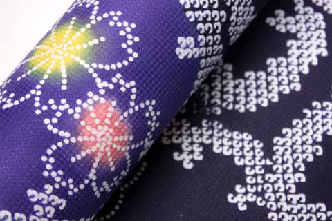 浴衣（朝顔　撫子　雪輪）の生地の拡大図