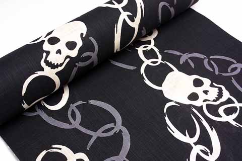 浴衣（髑髏）の生地の拡大図