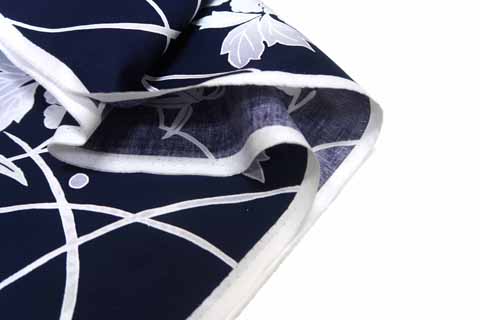 浴衣（山茶花扇面笹文）の生地の拡大図