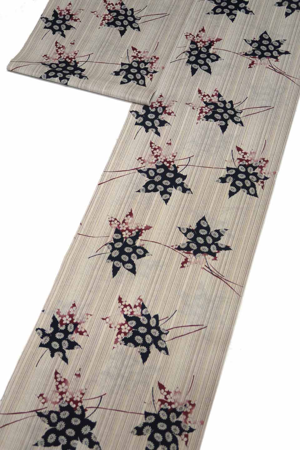 浴衣（染め浴衣：濃淡黄茶：桜楓菊文）