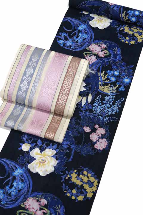 浴衣（花丸文）に合わせる帯