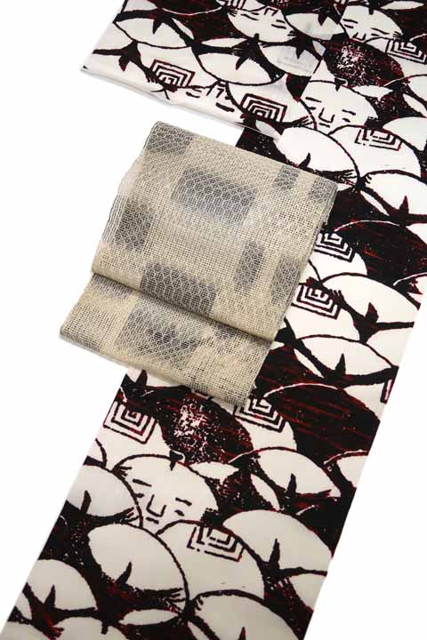 染め浴衣（切り落とし小紋）に合わせる帯