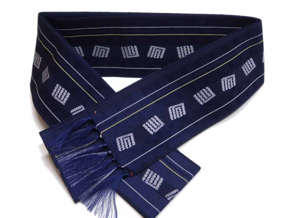 紗の角帯（本場筑前博多織（着用期間：6月～8月）：藍紺：源氏香）