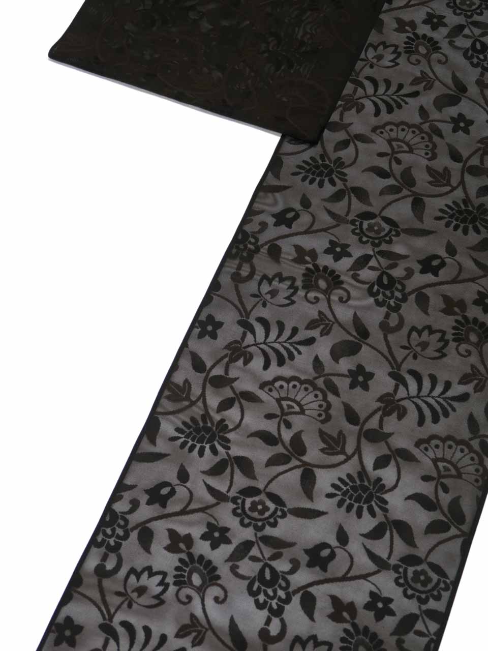 夏御召（西陣織無地お召し：深焦茶：唐草文）