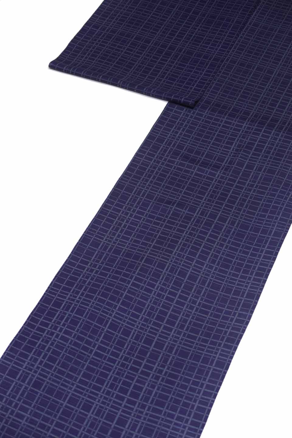 夏大島（本場染め大島：濃青藍：乱格子）